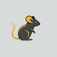 Mouse with a yellow tail logo design vector