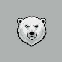 Logo design of a polar bear head on a gray background vector