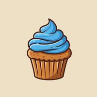 Cupcake with blue frosting logo design vector