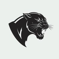 A black panther head with mouth open logo design vector