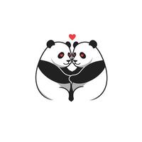 Two panda bears hugging logo design vector