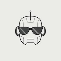 Robot with sunglasses logo design vector