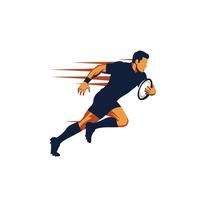 Rugby player running with a ball logo design vector