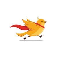 Logo design of a cartoon bird wearing a cape running vector