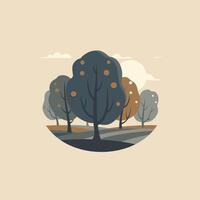 Colorful trees in a field logo design vector