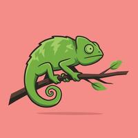 Chameleon on a branch logo design vector