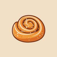 Cinnamon roll logo design on a beige background vector