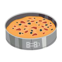 Berry pie in a springform baking pan. Homemade baking. Cartoon illustration. vector