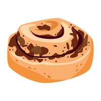 Cinnamon roll with sugar or sesame. cartoon swirl bun. vector