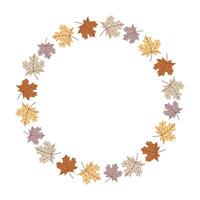 Hand Drawn Autumn Wreath with Maple Leaves in Pastel Colors for Seasonal Design vector