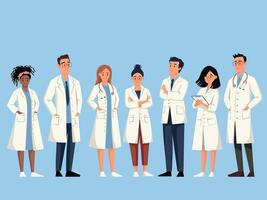 Group of doctors in lab coats vector