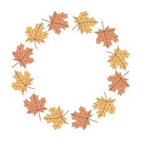 Beige and Yellow Maple Leaf Wreath Soft Autumn Circle Frame for Invitations and Seasonal Decor vector