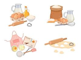Baking ingredients and tools illustration vector
