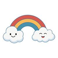 Playful Clouds with a Bright Rainbow vector