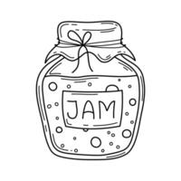 Jar of jam outline illustration. Hand drawn doodle style design element isolated on white background. vector