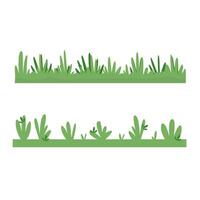 Set Green Bushes and Grass Border with Nature Silhouette Landscape Element vector