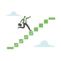Task Completion Illustration with Businessman Climbing Checklist Steps to Success vector