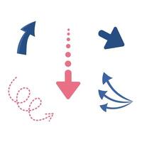 Set of Hand Drawn Sketch Arrows with Doodle Style Curved and Spiral Arrows Collection vector