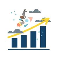 Business Growth Illustration with Career Success and Financial Progress Concept Rocket vector