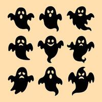 A Collection of Cute and Spooky Ghost Silhouettes for Halloween vector