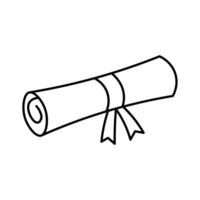 Diploma Scroll Icon with Line Art Style vector