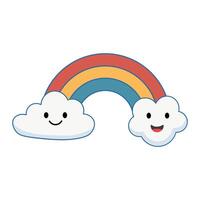Joyful Clouds and Rainbow in Adorable Style vector