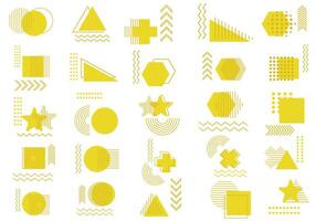 Bright yellow geometric shape patterns collection vector