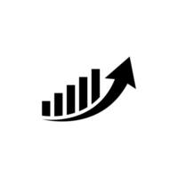 Bar graph with upward curved arrow. Growth, success, and progress symbol vector