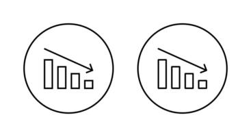 Decline bar chart with downward trend arrow icon. Decrease, loss, and financial drop symbol on circle line vector