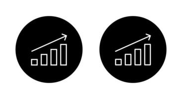 Growth bar chart with upward trend arrow icon. Increase, success, and financial rise symbol on black circle vector