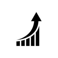 Business growth chart or bar graph icon. Financial success with rise arrow symbol vector
