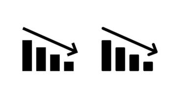 Decline bar chart with downward trend arrow icon. Decrease, loss, and financial crisis sign symbol vector
