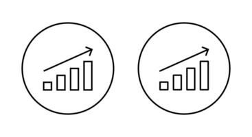 Growth bar chart with upward trend arrow icon. Increase, success, and financial rise symbol inside circle outline vector