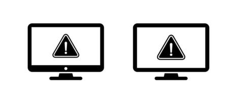 Warning sign, danger icon on computer monitor. Malware and virus alert symbol on PC screen vector