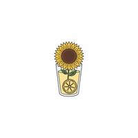 Sunflower in lemonade drink illustration vector