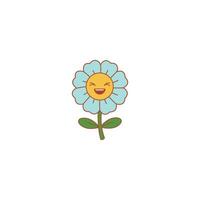 Cheerful smiling flower icon vector