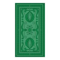 Green patterned rug with floral designs vector