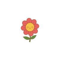 An icon of a red flower with a gentle, contented smile, symbolizing contentment, warmth, and simple pleasure. vector