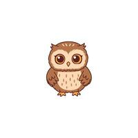 An icon of a cute cartoon owl sitting with a serene and contented expression, symbolizing peace, satisfaction, and inner calm. vector