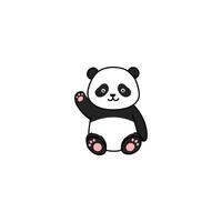 An icon of a cute cartoon panda waving its paw, symbolizing greeting, friendliness, and a welcoming gesture. vector