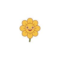 An icon of a bright yellow flower with a big, joyful smile, symbolizing happiness, cheerfulness, and positive emotions. vector