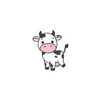 An icon of a cute cartoon calf standing with a playful stance, symbolizing innocence, curiosity, and lively farm animals. vector