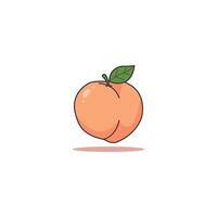 An icon of a whole peach with a small green leaf, representing sweet stone fruits, summer abundance, and soft textures. vector