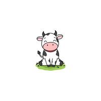 An icon of a cute cartoon calf sitting calmly with a relaxed posture and closed eyes, symbolizing peace, contentment, and tranquility. vector