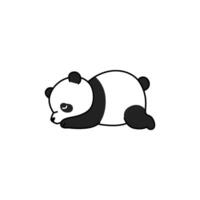 An icon of a cute cartoon panda lying down, seemingly sleeping or very relaxed, symbolizing rest, tranquility, and comfort. vector