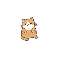 An icon of an orange and white striped cartoon cat sitting with a relaxed posture and content expression, symbolizing calm, comfort, and peacefulness. vector