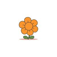 An icon of a simple orange flower with five petals and a light center, representing warmth, floral beauty, and natural vibrancy. vector