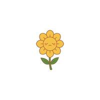 An icon of a yellow flower with a downturned mouth and tear-like drops, symbolizing sadness, melancholy, and disappointment. vector