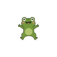 An icon of a cute cartoon frog with open arms and a joyful expression, depicted as if jumping or celebrating, symbolizing exuberance and happiness. vector