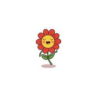 An icon of a red flower character with a wide, excited smile and open eyes, suggesting enthusiasm, happiness, and vibrant energy. vector